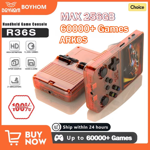 128G Open Source R36S Video Game Console Linux System 3.5 Inch IPS Screen Orange Portable Pocket Video Player 64G 256G Best Game