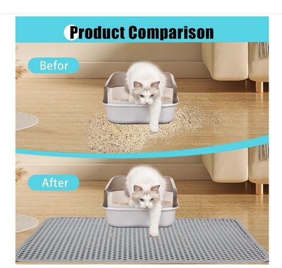 Cat Litter Mat Non Slip Big Pet Litter Box Filter Mat Double Layer Wear Resistant Waterproof Cat Litter Mat Pet Clean Supplies