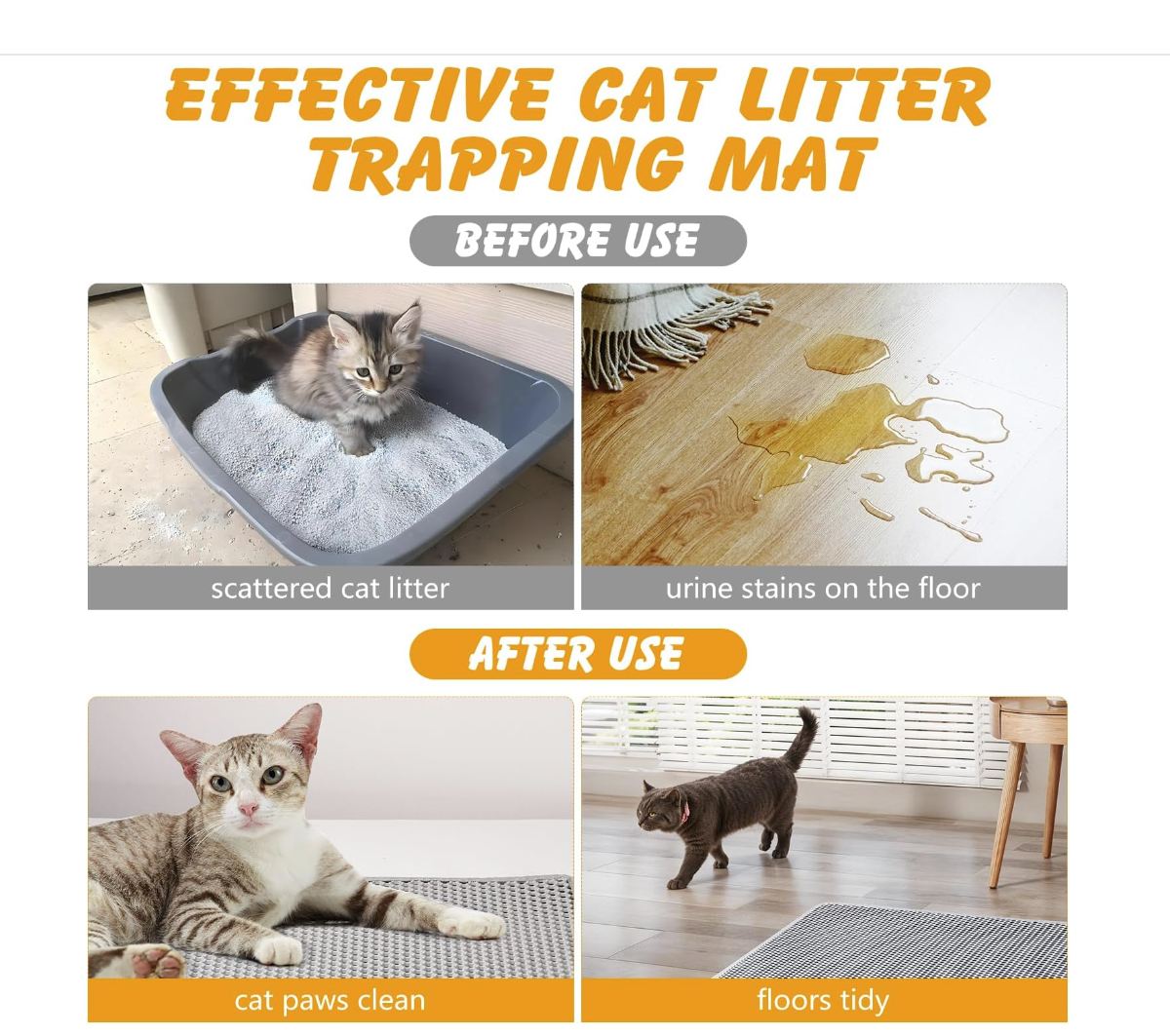Cat Litter Mat Non Slip Big Pet Litter Box Filter Mat Double Layer Wear Resistant Waterproof Cat Litter Mat Pet Clean Supplies