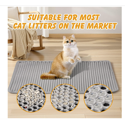 Cat Litter Mat Non Slip Big Pet Litter Box Filter Mat Double Layer Wear Resistant Waterproof Cat Litter Mat Pet Clean Supplies