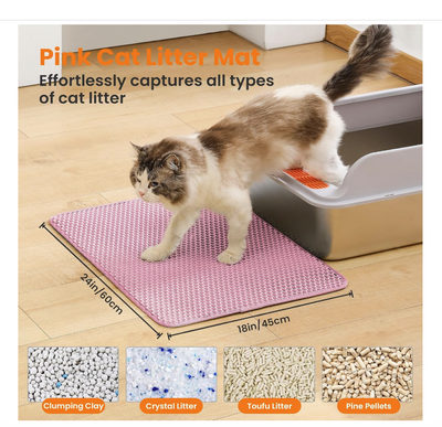 Cat Litter Mat Non Slip Big Pet Litter Box Filter Mat Double Layer Wear Resistant Waterproof Cat Litter Mat Pet Clean Supplies
