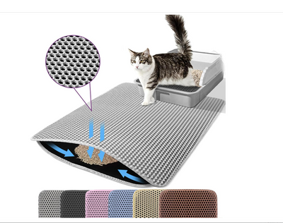 Cat Litter Mat Non Slip Big Pet Litter Box Filter Mat Double Layer Wear Resistant Waterproof Cat Litter Mat Pet Clean Supplies