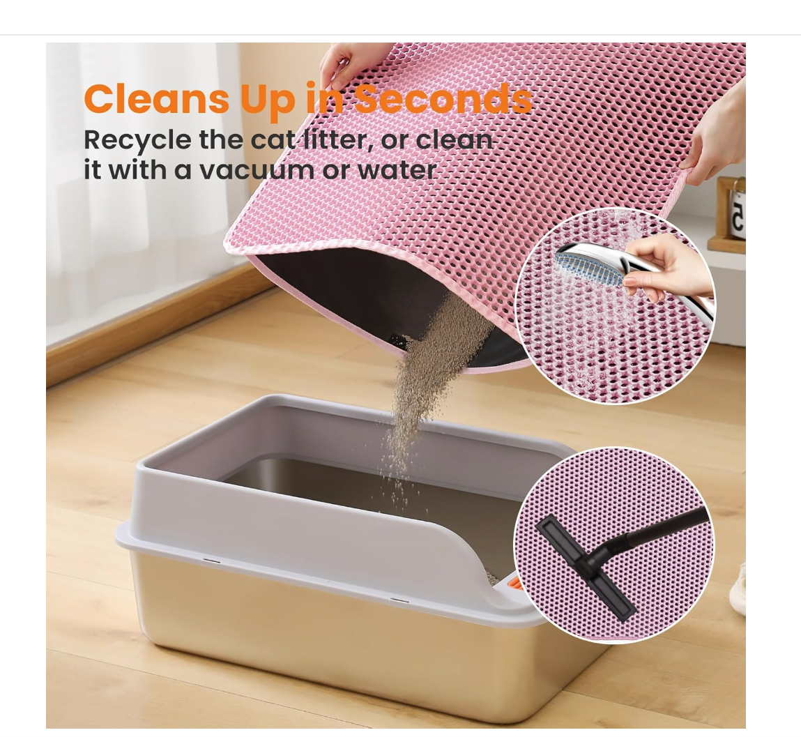 Cat Litter Mat Non Slip Big Pet Litter Box Filter Mat Double Layer Wear Resistant Waterproof Cat Litter Mat Pet Clean Supplies