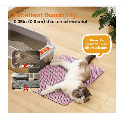 Cat Litter Mat Non Slip Big Pet Litter Box Filter Mat Double Layer Wear Resistant Waterproof Cat Litter Mat Pet Clean Supplies