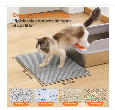 Cat Litter Mat Non Slip Big Pet Litter Box Filter Mat Double Layer Wear Resistant Waterproof Cat Litter Mat Pet Clean Supplies