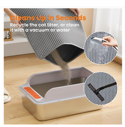 Cat Litter Mat Non Slip Big Pet Litter Box Filter Mat Double Layer Wear Resistant Waterproof Cat Litter Mat Pet Clean Supplies