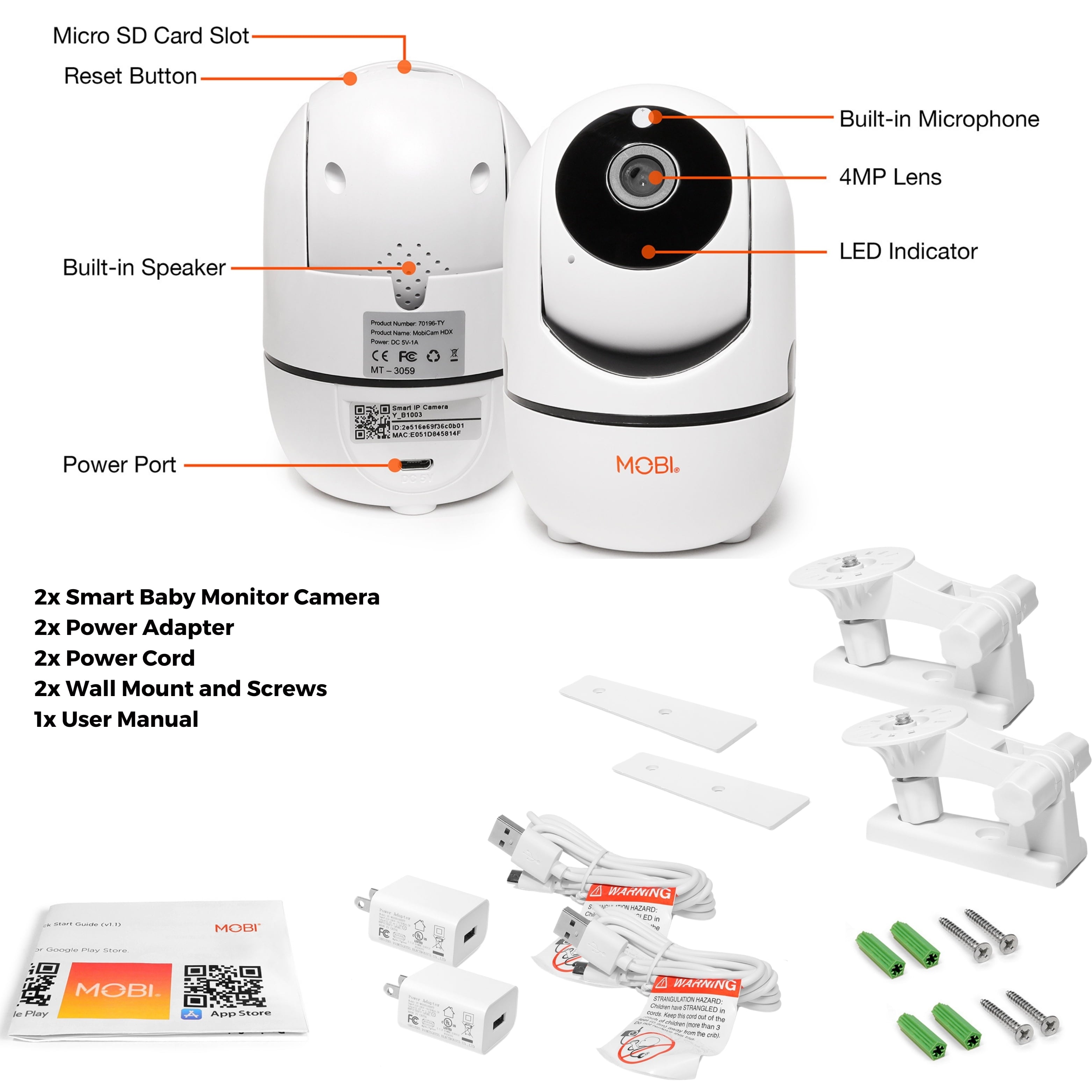 2-Pack Holiday Special Bundle Smart HD Wi-Fi Baby Camera with 2-Way Audio Talk Back - cam HDX Pan & Tilt Monitoring System
